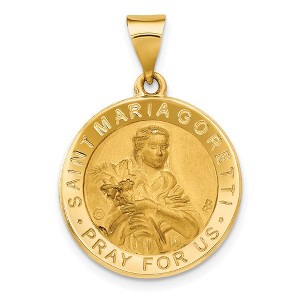 Black Bow Jewelry 14k Yellow Gold Hollow St. Maria Goretti Medal Pendant, 19mm (3/4 In) - 1 of 4
