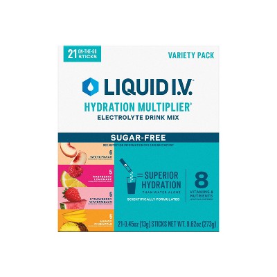 Liquid I.V. Variety Pack Sugar Free Hydration Multiplier Sports Drink - 21ct: Powdered, Non-Caffeinated, Flavored
