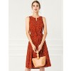 Allegra K Women's Floral Split Neck Drawstring Waist Sleeveless A-Line Summer Midi Dress - 3 of 4