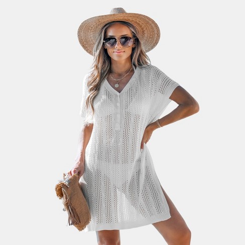 Women's White Cut-out Mini Cover-up Dress - Cupshe-xl-white : Target