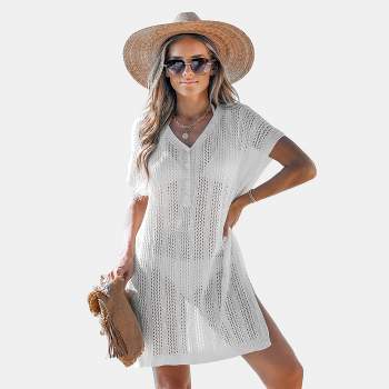 Women's White Cut-Out Mini Cover-Up Dress - Cupshe
