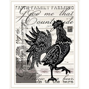 HomeRoots Faith Family Farm Rooster White Framed Wall Art - 1 of 4