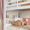 Okak Twin over Twin Bunk Bed with Storage Shelves, 2-In-1 Rubber Wood Kids Bunk Beds with Safety Guardrails and Ladder, Twin Bed for Bedroom - 3 of 4
