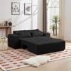 Convertible 3-in-1 Corduroy Sleeper Sectional Sofa with Storage & 4 Pillows, Modular Couch Bed with Ottoman for Living Room - 2 of 4