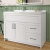 Bath Vanity Cabinet without Top 42 in. W x 21.5 in. D x 33.5 in. H White Bathroom Vanity with Brushed Nickel Handle - 3 of 4