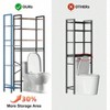 8 - Tier Over Toilet Storage with Side Rack, Adjustable Shelf Drain Basket, Freestanding Bathroom Organizer for Balcony - 3 of 4