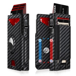 Airtag Wallet for Men, Minimalist Slim Mens Wallet Smart Pop Up Credit Card Holder for 9-13 Cards, RFID Blocking Wallet - 1 of 4