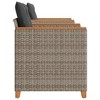 vidaXL 3 Piece Bistro Set with Cushions Gray Poly Rattan Acacia Wood - 4 of 4