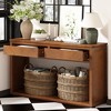 55" Console Table, Rustic Wooden Entryway Table with Storage Drawers and Open Shelf, Elegant Sofa Table for Hallway and Living Room (Brown) - 2 of 4