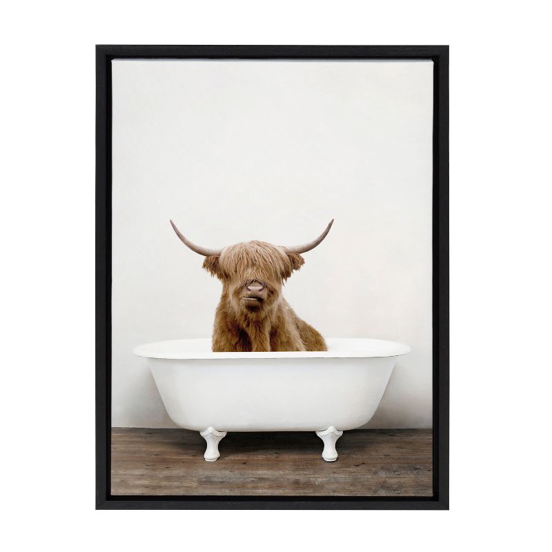 18&#34; x 24&#34; Sylvie Highland Cow in Tub Color Framed Canvas by Amy Peterson Black - Kate &#38; Laurel All Things Decor, 2 of 7