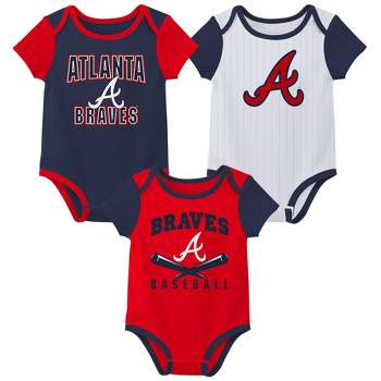 Mlb Atlanta Braves Baby Boys' Pinstripe 3pk Bodysuit - 0-3m : Target