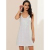 Allegra K Women's Glitter Sequin Spaghetti Strap V Neck Party Cocktail Sparkly Mini Dress - 3 of 4