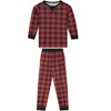 cheibear Christmas Family Red Black Plaid Print Long Sleeve Top Matching Pants Pajama Set - 2 of 4