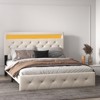 Platform Bed Frame, Modern Upholstered Bed Frame with Adjustable Headboard, Built-In Charging Station, Diamond Stitched Button Tufted - 2 of 4