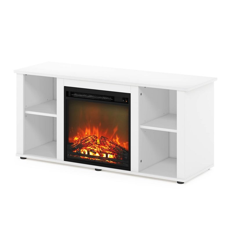 Furinno Jensen Entertainment Center TV Stand with Fireplace for TV up to 55 Inch, White, 4 of 5