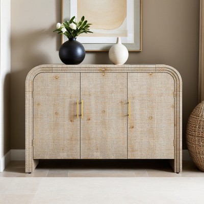 47.2'' Sideboard Buffet Cabinet with Storage & Adjustable Shelf for Living Room, Wood Sideboard with Curved Edge - Leovsnove