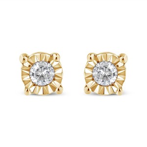 Silver 1/10 Cttw Round Brilliant-Cut Diamond Miracle-Set Stud Earrings - 1 of 4