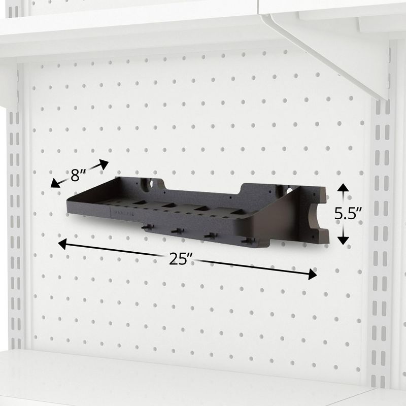 Suncast 25" x 8" x 5.5" Resin Shelf Accessory with Storage Hooks and EZ Bolt Assembly for Select Outdoor Shed Models, Black (2-Pack), 2 of 7