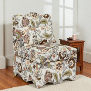 Mshliw Flannel Upholstered Dining Chair with Floral Design, Soft Cushion Seat and Backrest, Armless Accent Chair with Matching Pillow for Dining - 1 of 4