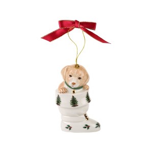 Spode Christmas Tree Puppy in Boot Ornament - 3.5" - 1 of 4