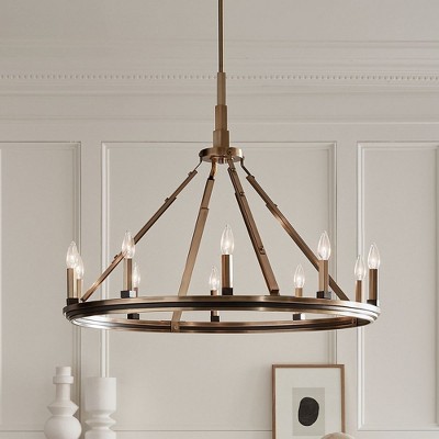 Emmala 10-Light Art Deco Chandelier in Brushed Natural Brass