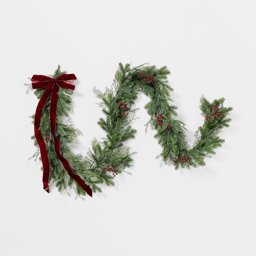 96" Extra Full Mixed Green with Red Berry Christmas Garland - Threshold™ designed with Studio McGee