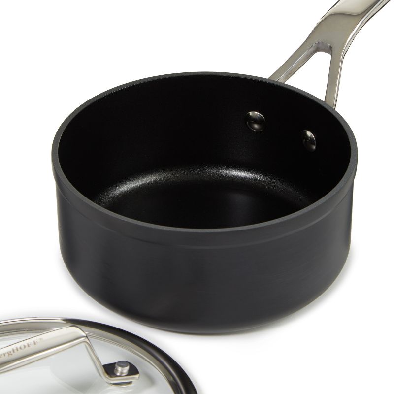 BergHOFF Essentials Non-stick Hard Anodized 6.25" Saucepan 1.3qt. With Glass Lid, Black, 3 of 7