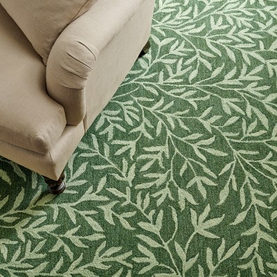 Handmade Green Wool Round Tufted Floral Rug 6ft