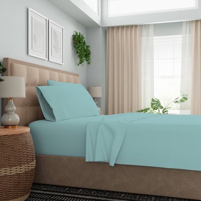 Queen 1200 Thread Count Cotton Rich Sateen Sheet Set Green - Color Sense