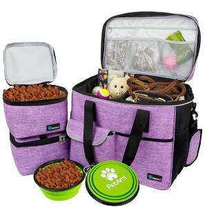 PetAmi Dog Travel Bag, Pet Supplies Organizer with Pockets, Food Container Collapsible Bowls, Gift Accessories Weekend Camping - 1 of 4
