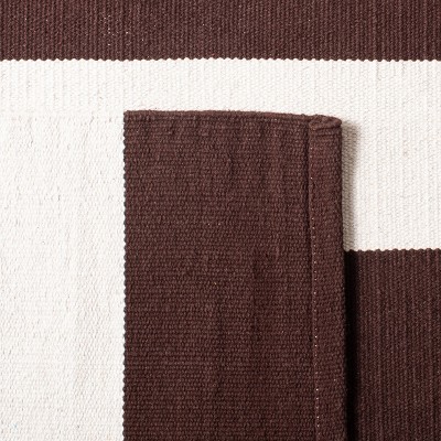 Coastal Breeze Chocolate & Ivory Stripe 9'x12' Cotton Area Rug