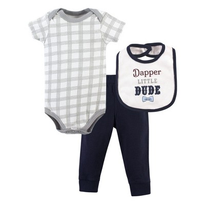 Little Treasure Baby Boy Bodysuit, Pant and Bib, Dapper Dude
