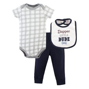 Little Treasure Baby Boy Bodysuit, Pant and Bib, Dapper Dude - 1 of 1