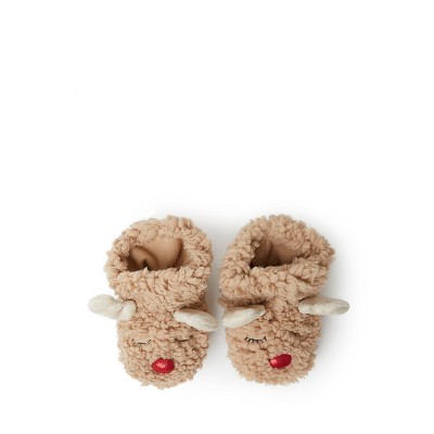 Dearfoams Baby Harley Holiday Christmas Reindeer Bootie Slipper
