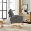 Modern Accent Rocking Chair With Solid Wood Legs,Adjustable Footrest,Side Pocket,Living Room Lounge Arm Chair With High Backrest-Cuddlewood - 3 of 4