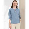 INSPIRE CHIC Women's Work Office Keyhole Pleated Front Ruched 3/4 Sleeve Chiffon Blouse - 3 of 4