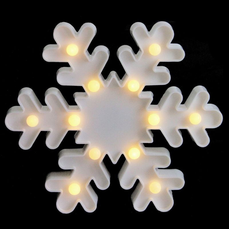 Northlight 9.5" Battery Operated LED Lighted Snowflake Christmas Marquee Sign - White, 2 of 5
