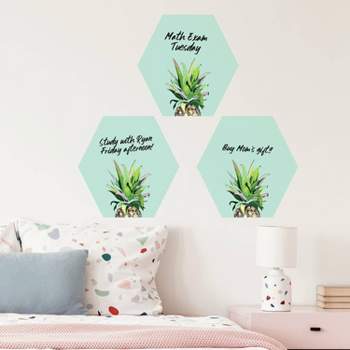 Pineapple Crown Dry Erase Hexagon Peel and Stick Wall Decal Green - RoomMates