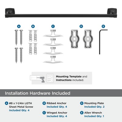 24-inch Matte Black Aluminum Wall Mounted Towel Bar