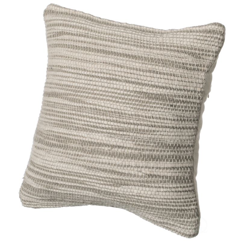DEERLUX 16" Handwoven Wool & Cotton Throw Pillow Cover with Woven Knit Texture, 1 of 10