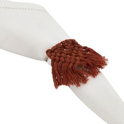 Rust Cotton Braided Napkin Ring Holders Set of 4