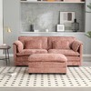 76.77'' Chenille Double Sofa with Removable Armrests L-Shaped Sectional Sofas, Footstool, and Convenient Side Pockets - 4 of 4
