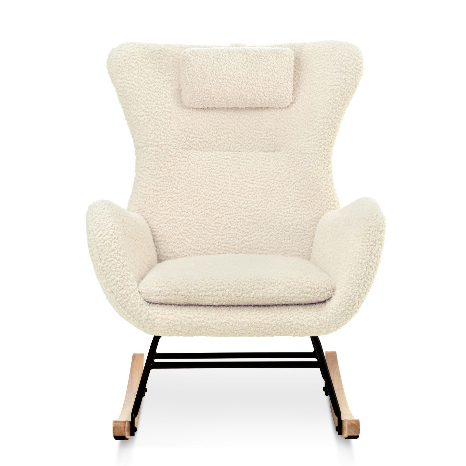 TiramisuBest Rocking Chair with Storage, Cushions & Armrests, Ergonomic All-Season Lounge Recliner for Bedroom, Living, Beige