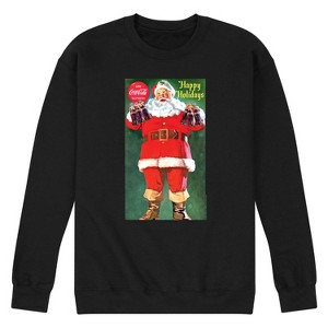 Men's - Coca Cola - Vintage Santa With Coca Cola Bottles Graphic Fleece Sweatshirt - 1 of 4