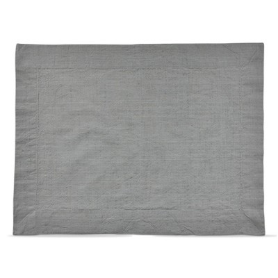 tagltd Threads Light Grey Cotton Placemat, 19"L x 14.5"W, 2" Hem
