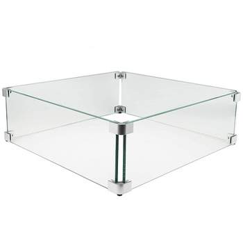 Kinger Home 21-inch Square Glass Wind Guard for Fire Pit and Tables