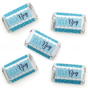 Big Dot of Happiness It’s a Boy - Mini Candy Bar Wrapper Stickers - Blue Baby Shower Small Favors - 40 Count - 1 of 4