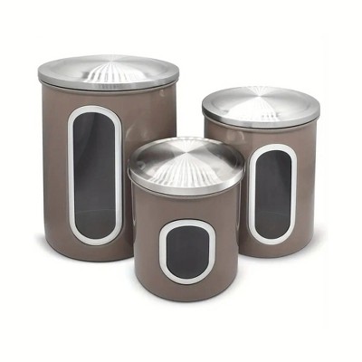 Fortune Candy 3 PCS Stainless Steel Canister Set with Anti-Fingerprint Lids & Visible Windows, Multipurpose Food Storage for Kitchen or Travel