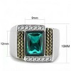 Slickblue Two-Tone Gold IP Stainless Steel Ring, Blue Zircon Stone, Men’s Oblong Band, Sizes 8–13 - 2 of 4