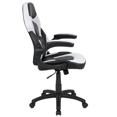 Ergonomic High-Back Racing Style Gaming Chair with Flip-Up Arms in Black Nylon